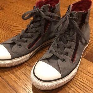 Gray high top Converse sneakers